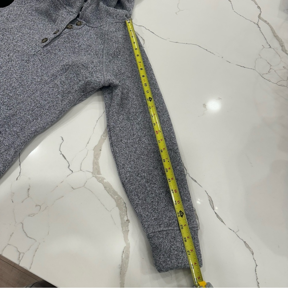 Cabela's Gray Heathered Button Neck Fleece Hoodie Pullover L - Picture 6 of 10